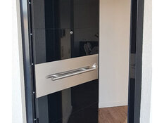 Security door with black glass