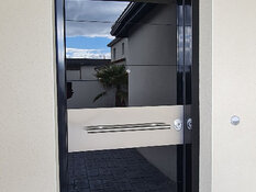 Security door with black glass