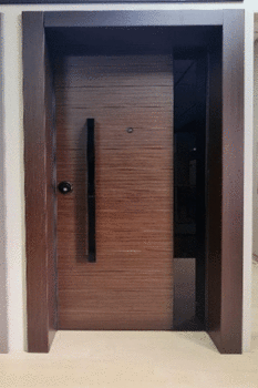 Security door wood and glass 